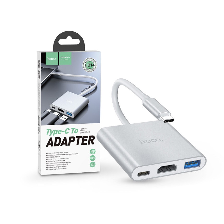 Concentrateur USB Hoco 3-en-1 USB-C vers HDMI